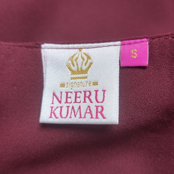 Neeru Kumar Burgundy Floral Appliqué Sleeveless Maxi Dress - Picture 6 of 12